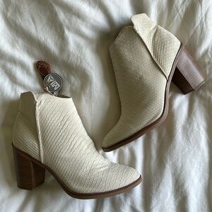 MIA Kendyll Snakeskin Cream Ankle Boots.
